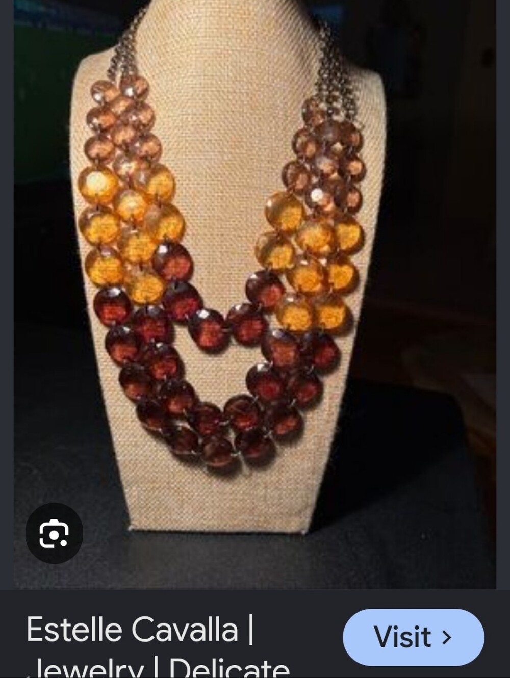 Amber and Brown Multi-Strand Beaded Necklace